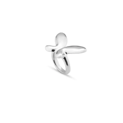 Immagine di UNOde50 Anello in lega di metallo, placcato argento sterling, design a farfalla grande, Realizzato mano, scatola con lucchetto rosso