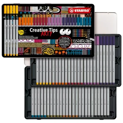 Immagine di Set di punte multiple STABILO Creative Tips ARTY Scatola in Metallo da 50 URBAN 6 colori assortiti