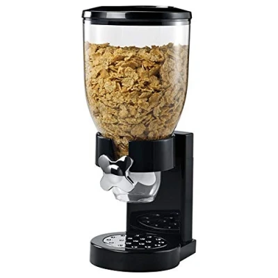 Immagine di BAKAJI Dispenser Storage Dosatore Distributore Erogatore Cereali Pasta Caramelle Dolci Frutta Secca Singolo con Rotella Contenitore 500gr e Interno (Nero)
