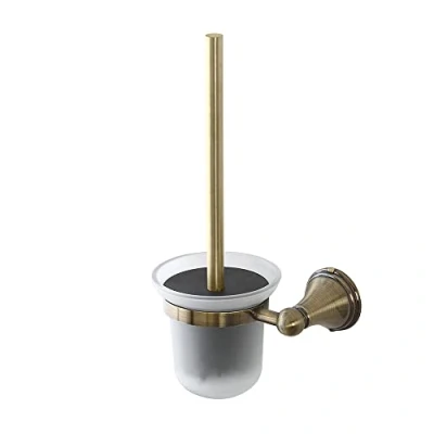Immagine di Inbagno Portascopino a Muro, in Vetro Satinato e Acciaio Finitura Bronzo, Include Kit di Fissaggio Serie Iris