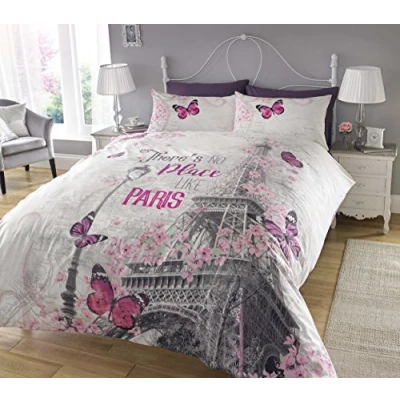 Immagine di Sleepdown New Paris Romance Set di biancheria da letto con copripiumino e federa, stampa digitale, per camera (matrimoniale)