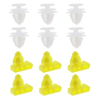 Immagine di eMagTech Kit di clip fissaggio in plastica per con arco ruota posteriore auto, 12 pezzi, colore bianco giallo compatibile Nissan Qashqai 2014 2020