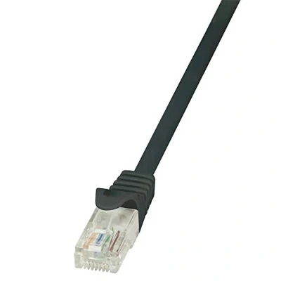 Immagine di LogiLink CP1013U RJ45 cavo di rete, patch CAT 5e U/UTP 0.25 m Nero con protezione 1 pz.