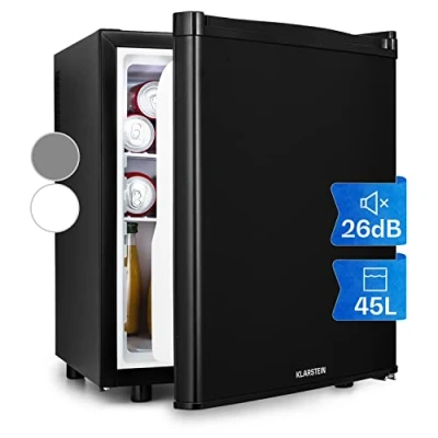 Immagine di Klarstein Happy Hour Mini Frigo, Frigo Portatile da Camera, Frigorifero Piccolo Silenzioso Ufficio, Bar con Illuminazione Interna e Ripiani Rimovibili, Campeggio 6 18C, 45L