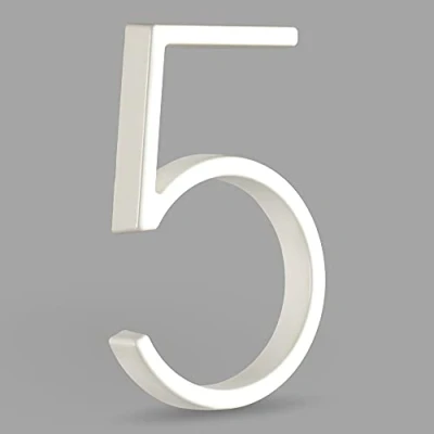 Immagine di HASWARE Targa Con Numero Civico Galleggiante: 5 Pollici (12cm) Moderna Segnaletica Per Porte, Perfetta I Numeri Dell&#039;Indirizzo Di Casa (5, Bianco)