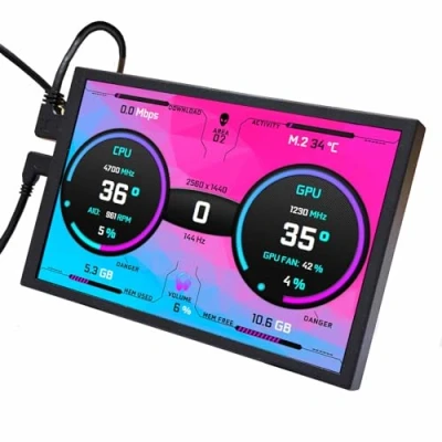 Immagine di VSDISPLAY 8 pollici 1280x800 USB C mini HDMI IPS LCD Monitor, universale 120 mm Fan Mount Dimensioni PC Case Display,per AIDA64 DIY CPU GPU temperatura schermo del computer