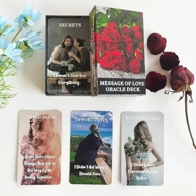 Immagine di QCFQCF Message of Love Oracle Cards Biglietti per principianti, tra cui amore, romanticismo, fiamma gemella, messaggi anima gemella (XIANHUALXT)