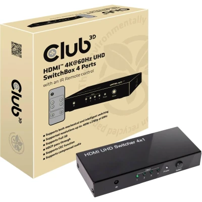 Immagine di CLUB3D HDMI 4K60HZ 2.0 UHD SWITCHBOX 4P.