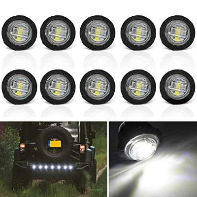 Immagine di Luce Laterale da Camion rotonda,YuanGu 3/4&quot; LED Indicatori Laterali Fanali Posizione Bianca 12V/24V impermeabile Universale per Caravan Camper Rimorchio Bus 4 Pcs
