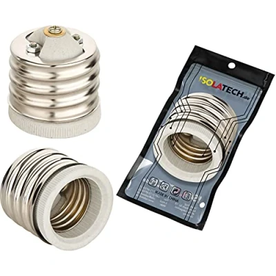 Immagine di ISOLATECH 1pc adattatore da E40 a E27 per lampada convertitore LED lampade risparmio energetico (max. 250V/2A) lampadine cucina bagno soffitto ceramica resistente al calore