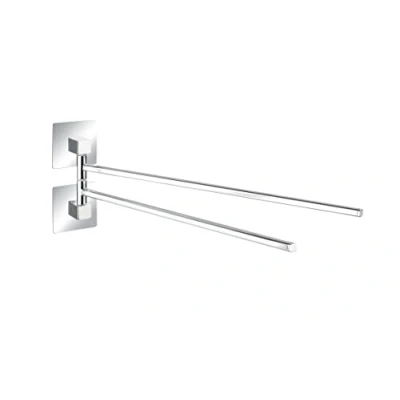 Immagine di WENKO Turbo Loc portasciugamani in acciaio Quadro, 2 bracci mobili, supporto a parete senza forare, aste acciaio, 3,5x14x40cm