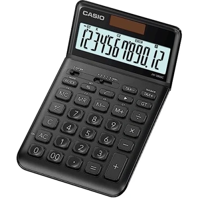 Immagine di Casio JW 200SC BK Calcolatrice da tavolo Nero Display (cifre): 12 A energia solare, batteria (L x P) 109 11 184 mm