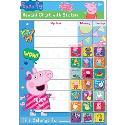 Immagine di Paper Projects Everyday Reward Chart And Sparkly Stickers Peppa Pig Grafico Premio Quotidiano e 56 Adesivi Scintillanti, Multicolore, 29.7cm x 42cm, 01.70.30.021
