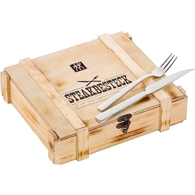 Immagine di ZWILLING Set di Posate da Bistecca per 6 Persone, 12 Pezzi, Coltelli e Forchette Bistecca, Include Contenitore Acciaio Inox/Legno