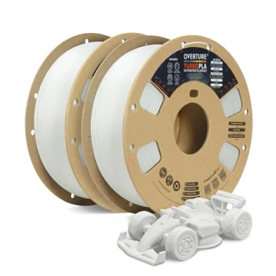 Immagine di OVERTURE Filamento Turbo PLA Rapido da 1.75 mm Alta Velocità 600 mm/s, per Stampante 3D Hyper PLA, Precisione Dimensionale +/ 0,02 mm, 2 kg/Spule (Plaster Bianco+Plaster Bianco)