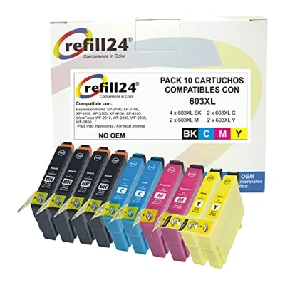Immagine di refill24 603XL Cartucce di inchiostro per 603 XL Multipack Compatibile Expression Home XP 2100 2105 3100 3105 4100 4105 Workforce WF 2810 2830 2835 2850