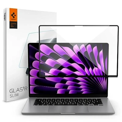 Immagine di Spigen Vetro Temperato compatibile con MacBook Air 15 pollici (M3 / 2024, M2 2023), Copertura Totale, Anti graffio, Cristallino, Durezza 9H Pellicola prottetiva