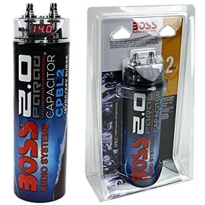 Immagine di 1 condensatore compatibile con BOSS 2 farad impianti fino a 2000 watt rms 3 4 5 10 capacitor accensione cavo remote spl auto nero, pezzo