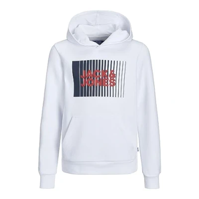 Immagine di Jack &amp; Jones Junior Jjecorp LOGO HOOD JNR Felpa con cappuccio per bambini, Taglia: 128, White