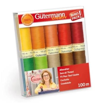 Immagine di Gutermann 734008 1 Set di Fili da Cucito, 100 m x 10 rocchetti, Polyester, Multicolore, 1000 unità