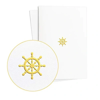 Immagine di Diese Klappkarten ReisegutscheinHochwertiges Geschenk oder Gutschein zu Geburtstag Hochzeit HochzeitstagAbschiedskarte RenteSteuerrad in Goldprägung auf tollem PapierE29