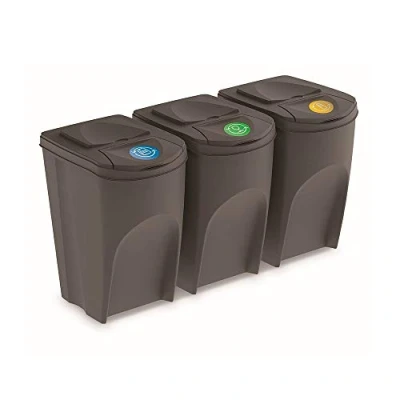 Immagine di Gioco di 3 cubi riciclaggio 105L Prosperplast Plastica Sortibox in colore grigio