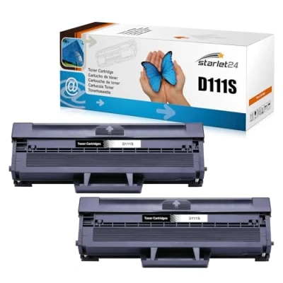 Immagine di Starlet24 2x D111S Toner Sostituzione per Samsung MLT D111L Xpress SL M2026W M2070W M2070FW M2020W M2020 M2022 M2022W M2026 M2070 M2070F, Nero