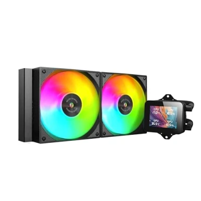 Immagine di MARSGAMING ML VISION240, Raffreddamento a Liquido AIO, TDP 500W, 2X Ventole ARGB con Nucleo in Rame e Alluminio FDB, Schermo LCD IPS 4:3 Rotazione 360 Software, Multisocket Universale, Nero