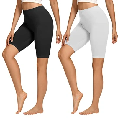 Immagine di Libella 2er Pack Pantaloncini da Ciclismo Corti Donna in Cotone a Vita Alta opachi Sportivi Estivi Bianco Nero 4165 L
