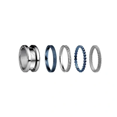 Immagine di BERING, Set di Anelli Intercambiabili da Donna, in Argento e Blu con L&#039;Esclusivo Sistema Twist &amp; Change, Symphony A