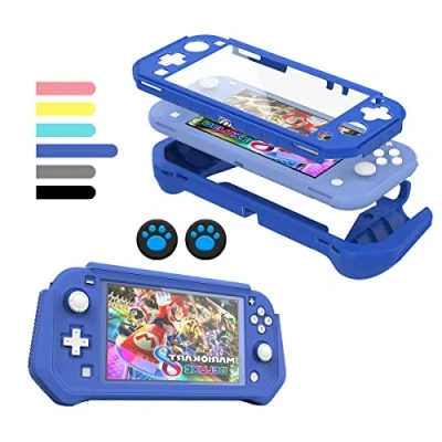 Immagine di FIWWAT Custodia Per Nintendo Switch Lite，Cover Lite Case Protettiva in Silicone Resistente Antigraffio con Schermo PC Integrato + 2 Cuscinetti il Pollice, Blu