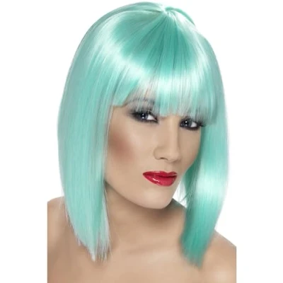 Immagine di Smiffys Parrucca seducente, verde acqua fosforescente, corta, scalata con frangetta