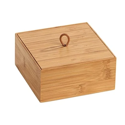 Immagine di Wenko Contenitore in bambù Terra con Coperchio M, Organizer per la Cucina, Il Bagno e Tutta casa Articoli da Bagno, Utensili Cucina o Dolci, Pratico Passante, 15x7x15cm, Naturale