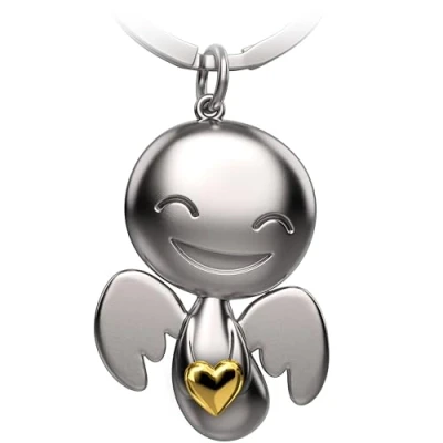 Immagine di FABACH angelo custode portachiavi Happy con cuore portafortuna amore regalo come idea per fidanzata, gold, 1, Moderno