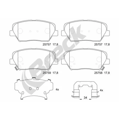 Immagine di BRECK 25757 00 701 Kit pastiglie freno con segnalatore acustico usura lamierino anticigolío accessori KIA: cee‘d II Hatchback, CARENS 4