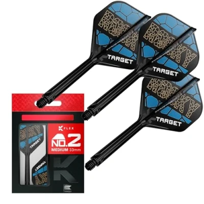 Immagine di Target Darts Josh Rock K Flex Flights And Shaft System, No.2 Confezione da 3 voli Kflex all in One, Accessori per Freccette Giocatori Stelo Medio (33 mm)