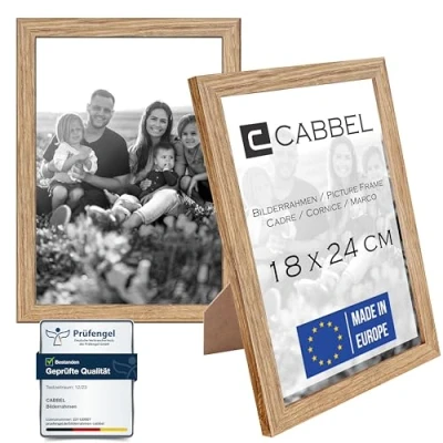 Immagine di CABBEL confezione doppia (set di 2) cornice per foto 18x24 cm, Rovere, robusta in legno MDF, plexiglass