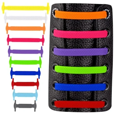 Immagine di SULPO Lacci senza legatura, elastici in silicone Set di per scarpe fiocchi gomma donne, uomini e bambini