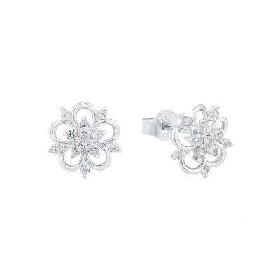 Immagine di Amor Orecchini a Perno in Argento 925 da Donna, con Zirconi Sintetici, 0.9 cm, Argento, fiore, Fornito Confezione Regalo per Gioielli, 2012820, Fiore
