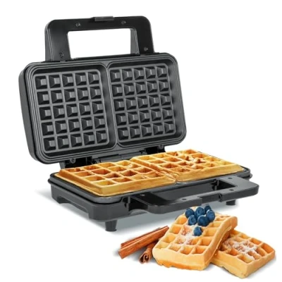 Immagine di teesa 2 Waffeln Piastra, Waffle Belga, 1000 W, Acciaio Inossidabile, Nero