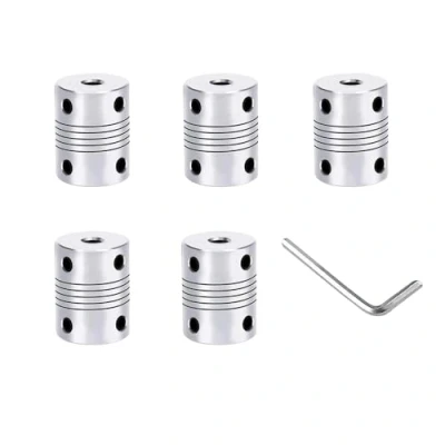 Immagine di QitinDasen 5 Pezzi 3D Stampante Alluminio Lega Flessibile Albero Accoppiamento mm a 8 mm, Passo Motore Aaccoppiatore, Giunto con 2 Chiave Esagonale