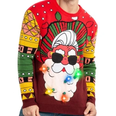 Immagine di JOYIN Maglione da Uomo con Babbo Natale e lampadine Integrate per Feste di Natale, Vacanze Invernali, Capodanno Multicolore XL