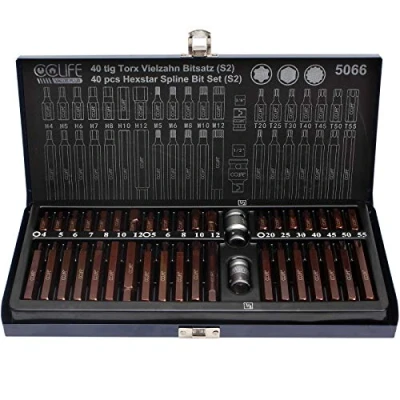 Immagine di CCLIFE Chiavi a Bussola con Punta XZN Torx Femmina Esagonale Poligonali, Lega di Acciaio S2, H4 H12 M5 M12 T20 T55, Set 40 Pezzi