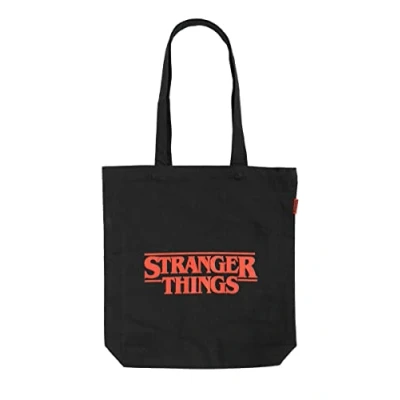Immagine di Grupo Erik Tote bag Stranger Things Nera Borsa Shopper Donna, 37x39 cm, Tela riutilizzabile Eco Friendly, 100% cotone reciclato, nera, MARE0144