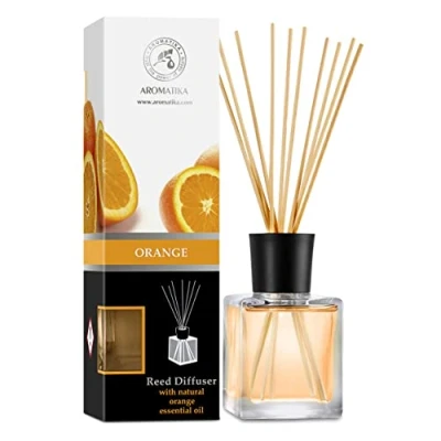 Immagine di Diffusore con Olio Essenziale di Arancio Naturale 200ml Fragranza Domestica Fresca e Duratura 0% Alcool Set Regalo 10 Bastoncini Bambù Meglio per Aromaterapia Spa Casa Bagno