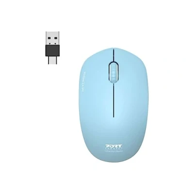 Immagine di Port Connect Mouse Wireless PC 2.4 GHz Collection 2 per Computer sensore Ottico 1600 dpi 3 Pulsanti Compatto. ambidestro e Silenzioso Azur Blu