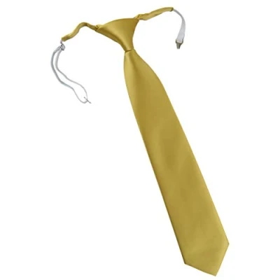 Immagine di TigerTie Cravatta con chiusura di sicurezza in tinta unita, elastico, gold, Taglia unica