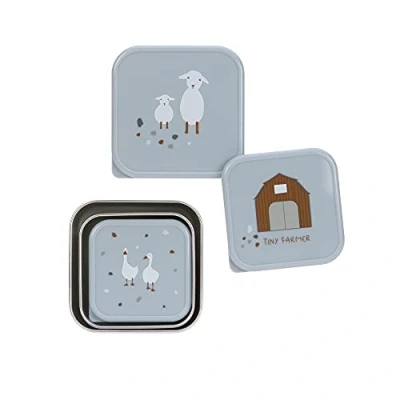 Immagine di Set 3 Snackbox Acciaio Tiny Farmer Azzurro