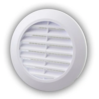 Immagine di Griglia di areazione rotonda in plastica ABS, ø 90 mm, colore bianco, con zanzariera, resistente alle intemperie