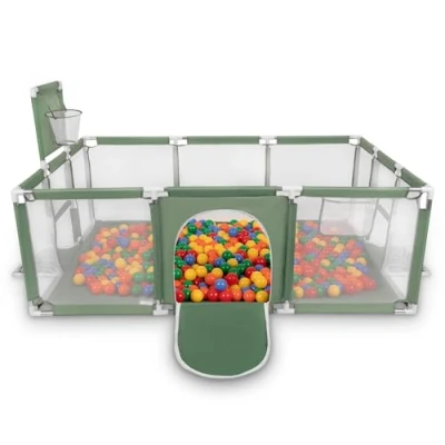 Immagine di Selonis Recinto Per Bambini Con 100 Palline 6 Cm, Playground Box, Verde: Giallo/Verde/Blu/Rosso/Arancione
